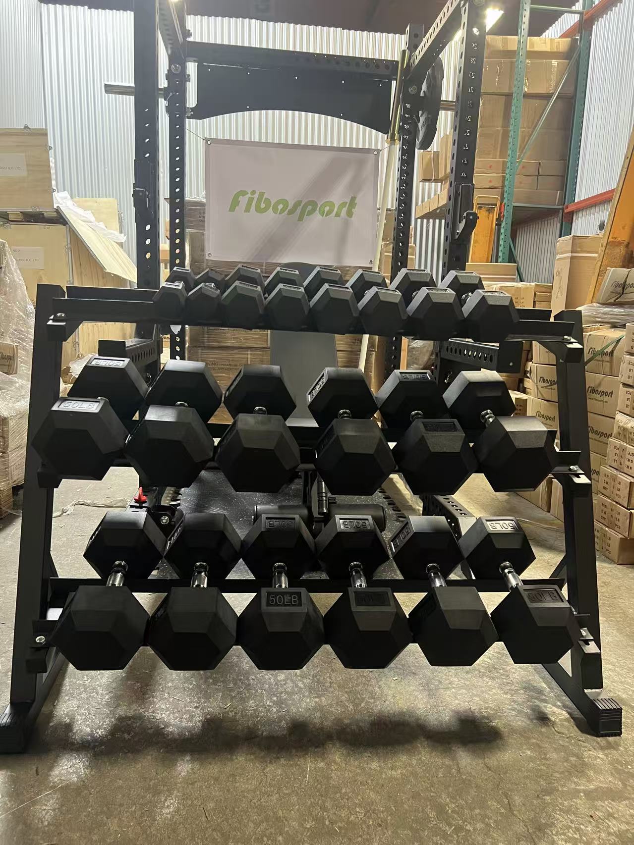 Fibosport Heavy-Duty 3-Tier Horizontal Dumbbell Rack