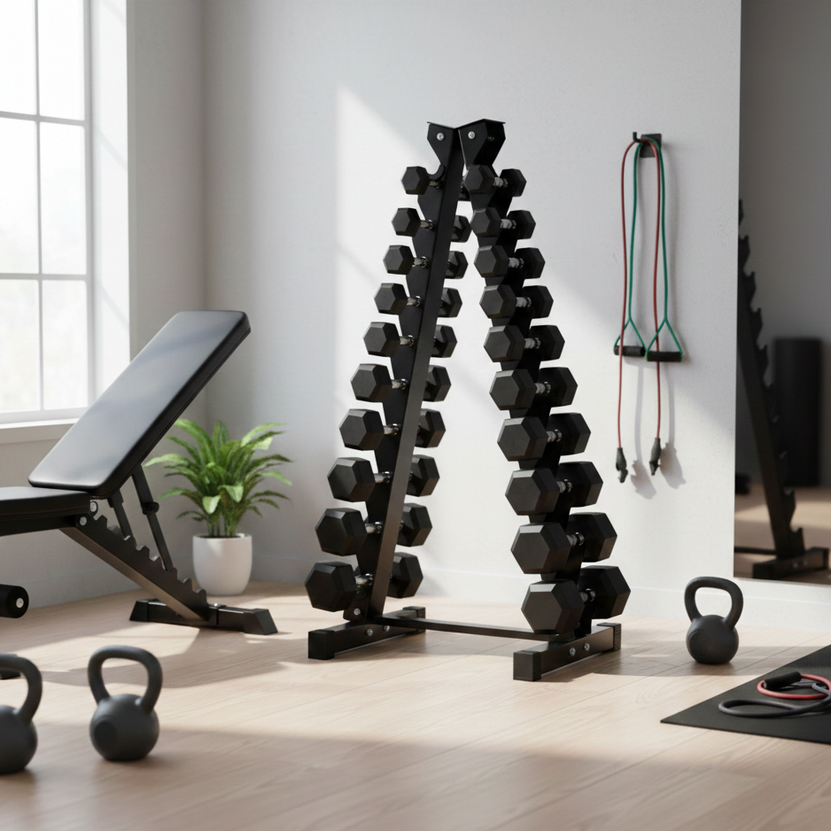 Fibosport 10-Pair Vertical A-Frame Dumbbell Rack