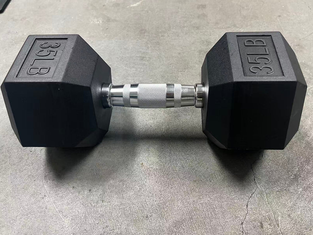 Fibosport Commercial-Grade Low-Odor Rubber Hex Dumbbell